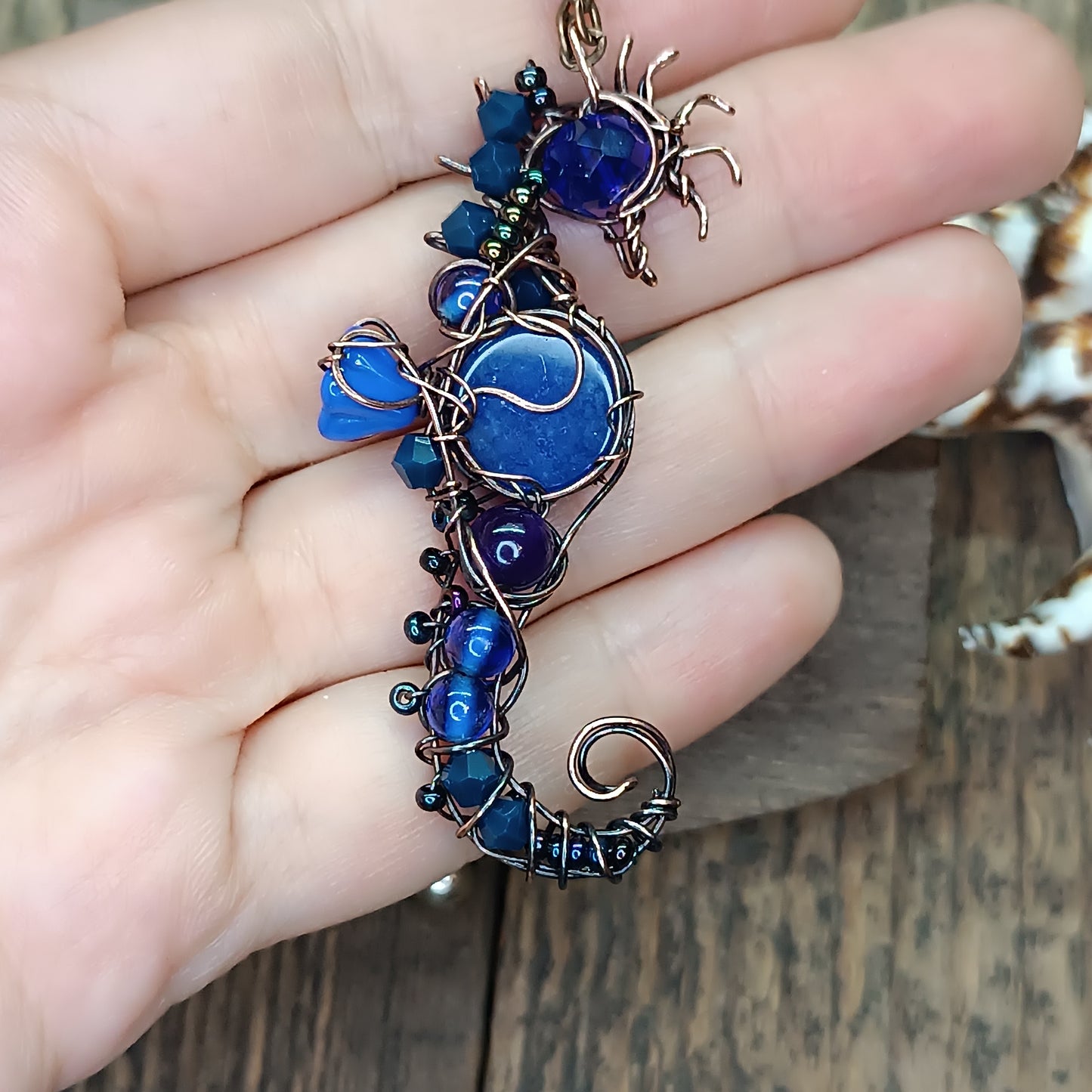 Blue lapis seahorse pendant
