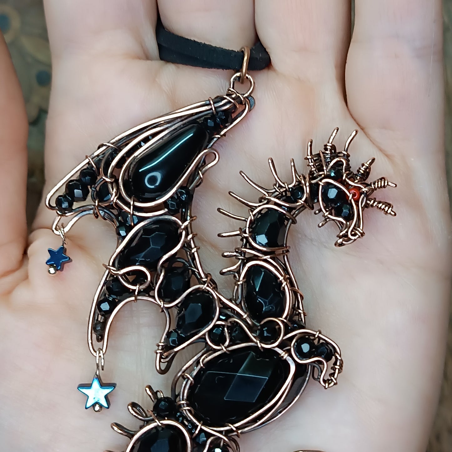 Midnight guardian. Dragon necklace.