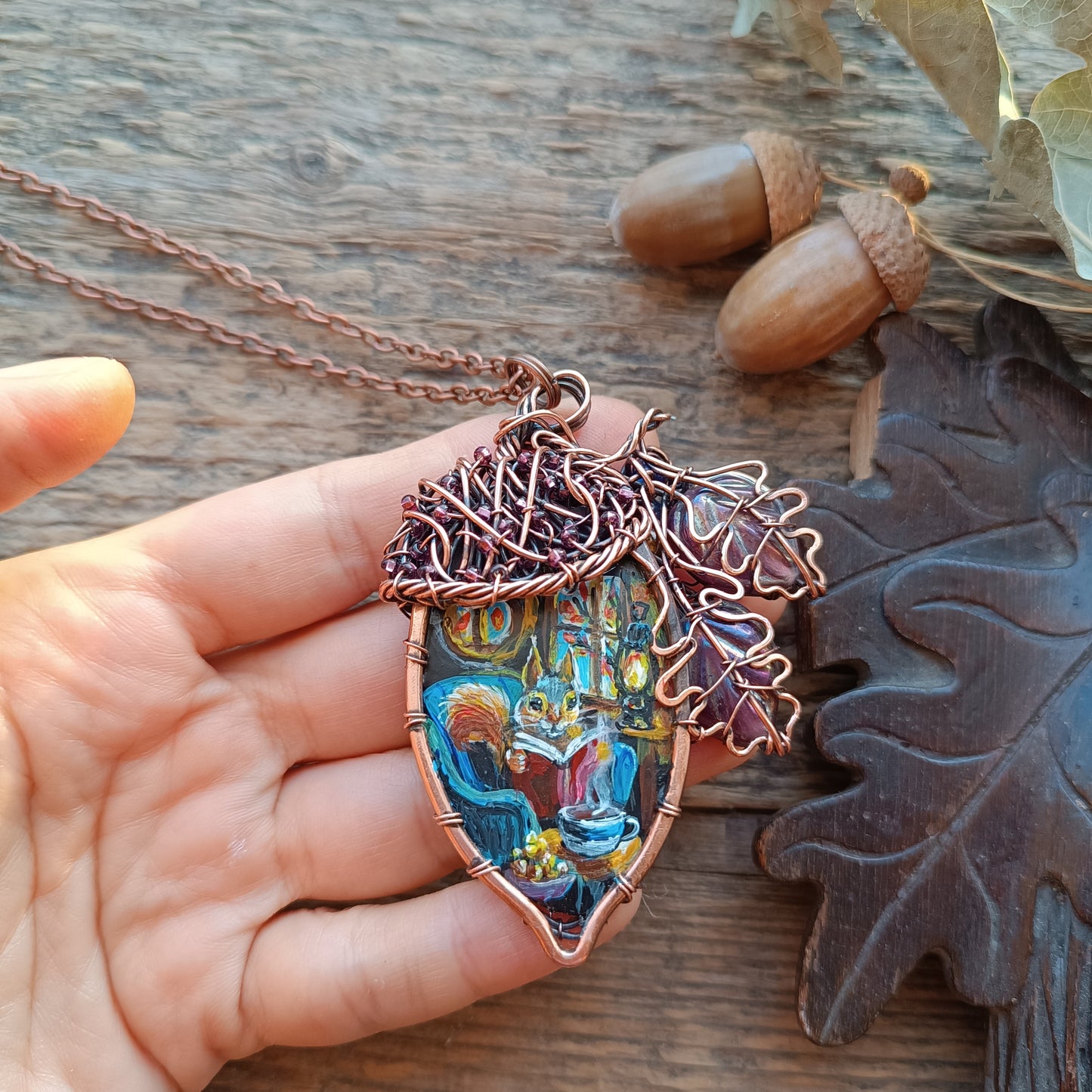 Squirrel's house necklace