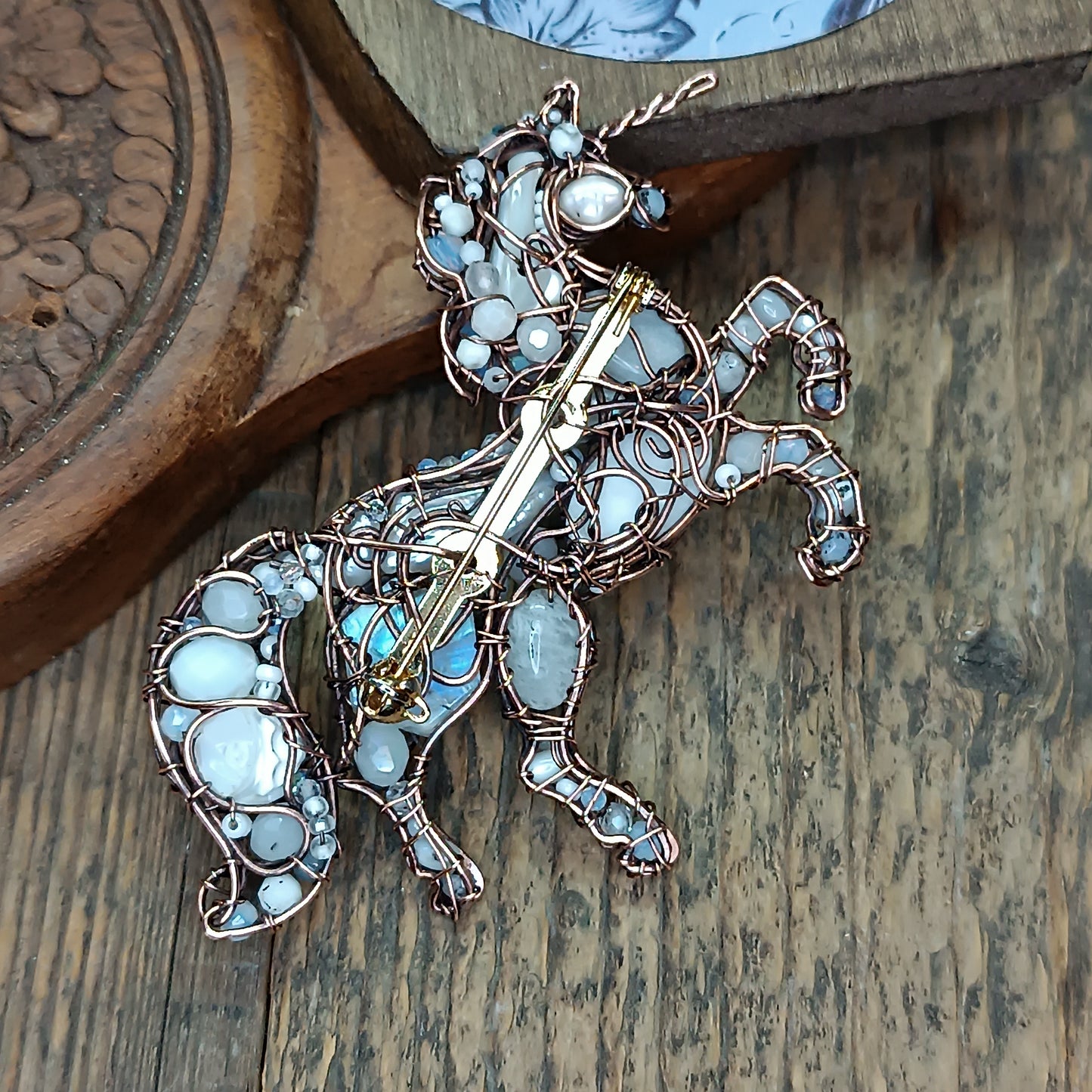White unicorn pin
