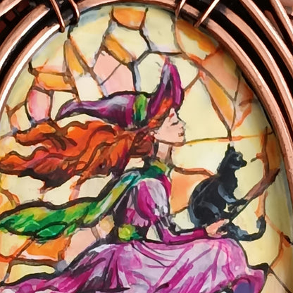 Witchcraft amulet. Hand painted miniature on copper.