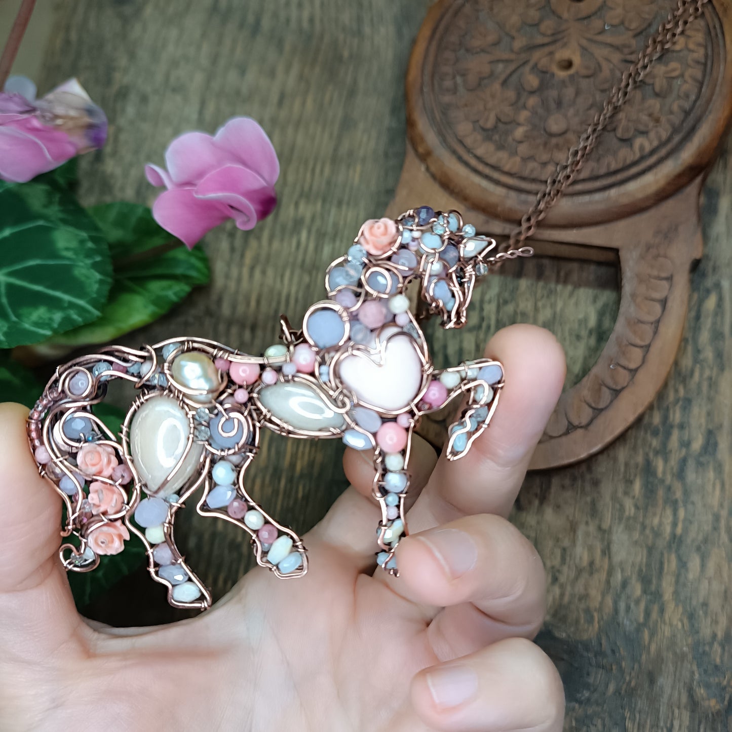Pink unicorn pendant. Absolutely one of a kind!