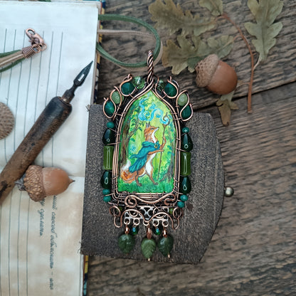 "Forest shaman"🌿🦊Wearable art necklace.