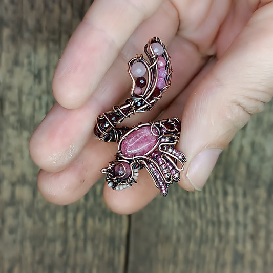 Pink bird ring (adjustable, size S-L)