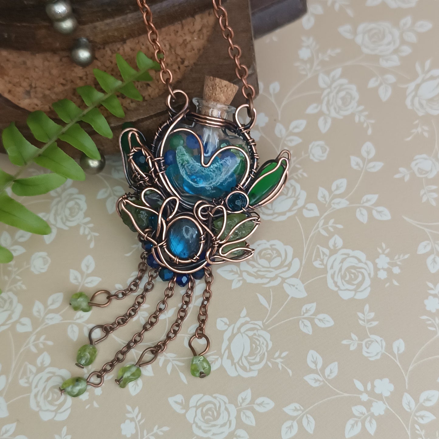 Seagrass meadows. Vial necklace