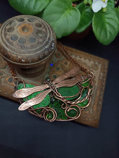 For Cheryl. Green dragonfly necklace.