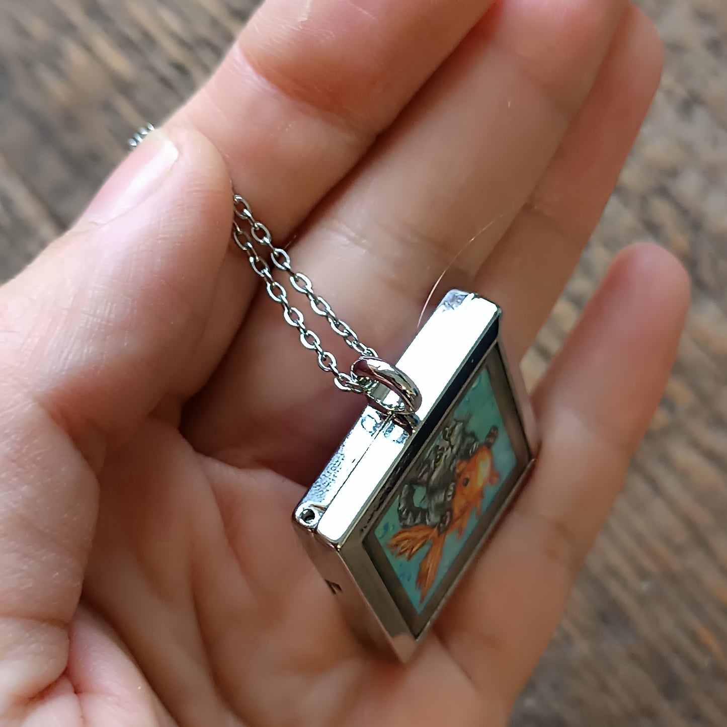 Kitty and Koi miniature pendant