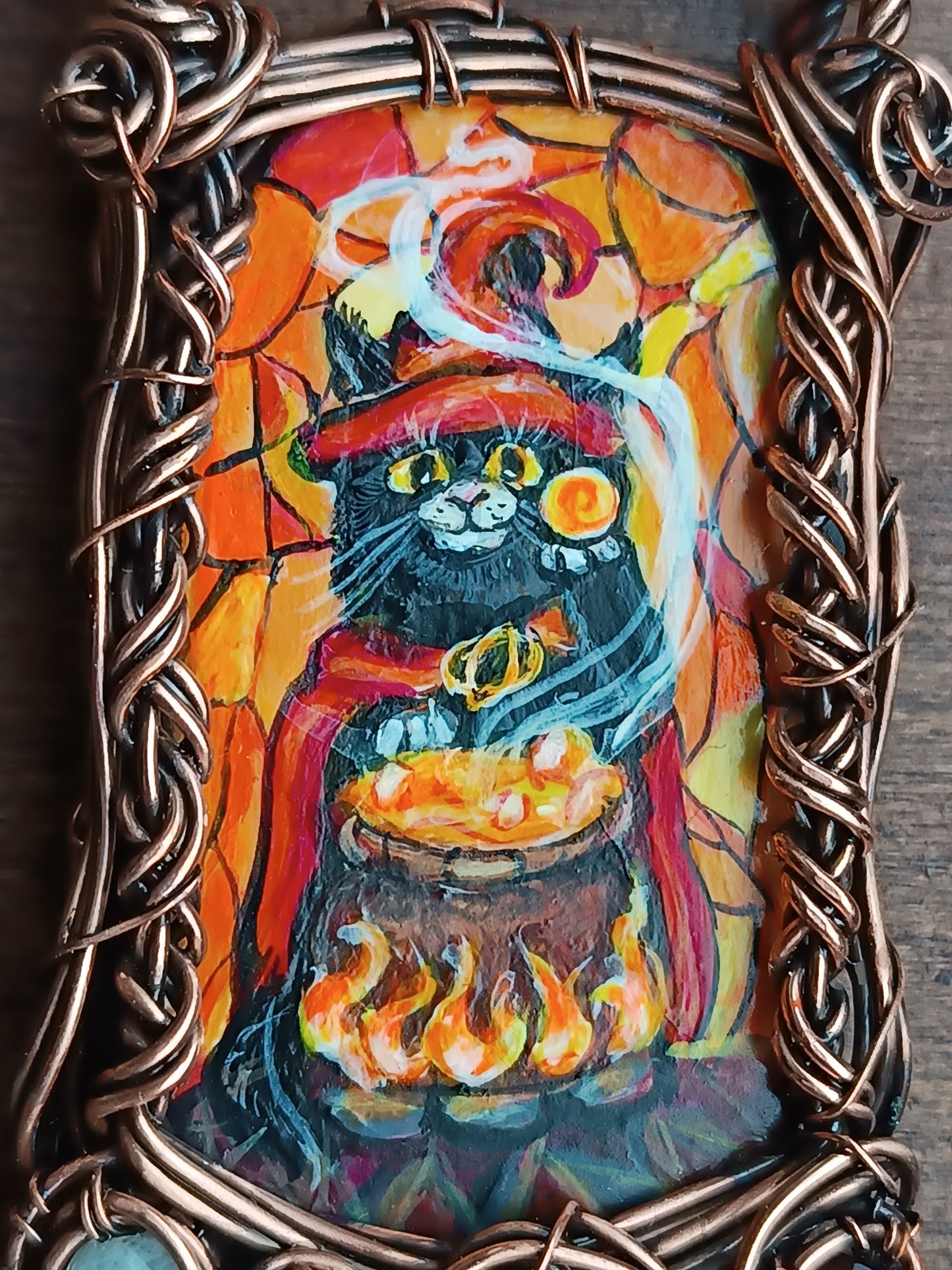Halloween potion. Wearable art necklace.🦇🐈‍⬛🍲