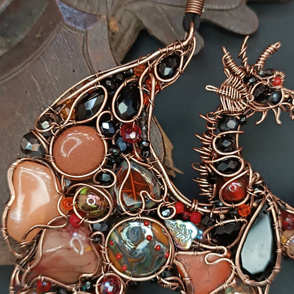 Fire dragon statement necklace
