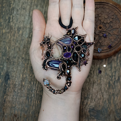 Purple night keeper. Dragon necklace.