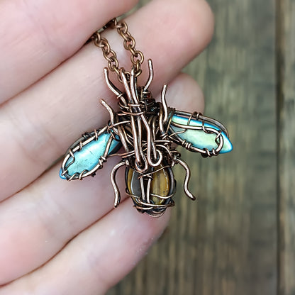 Little blue winged bee charm