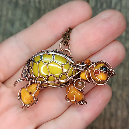 For Megan. Lemon turtle pendant.