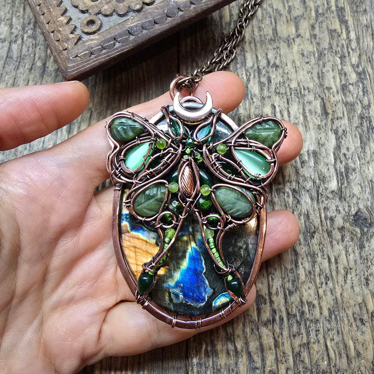 Luna moth necklace