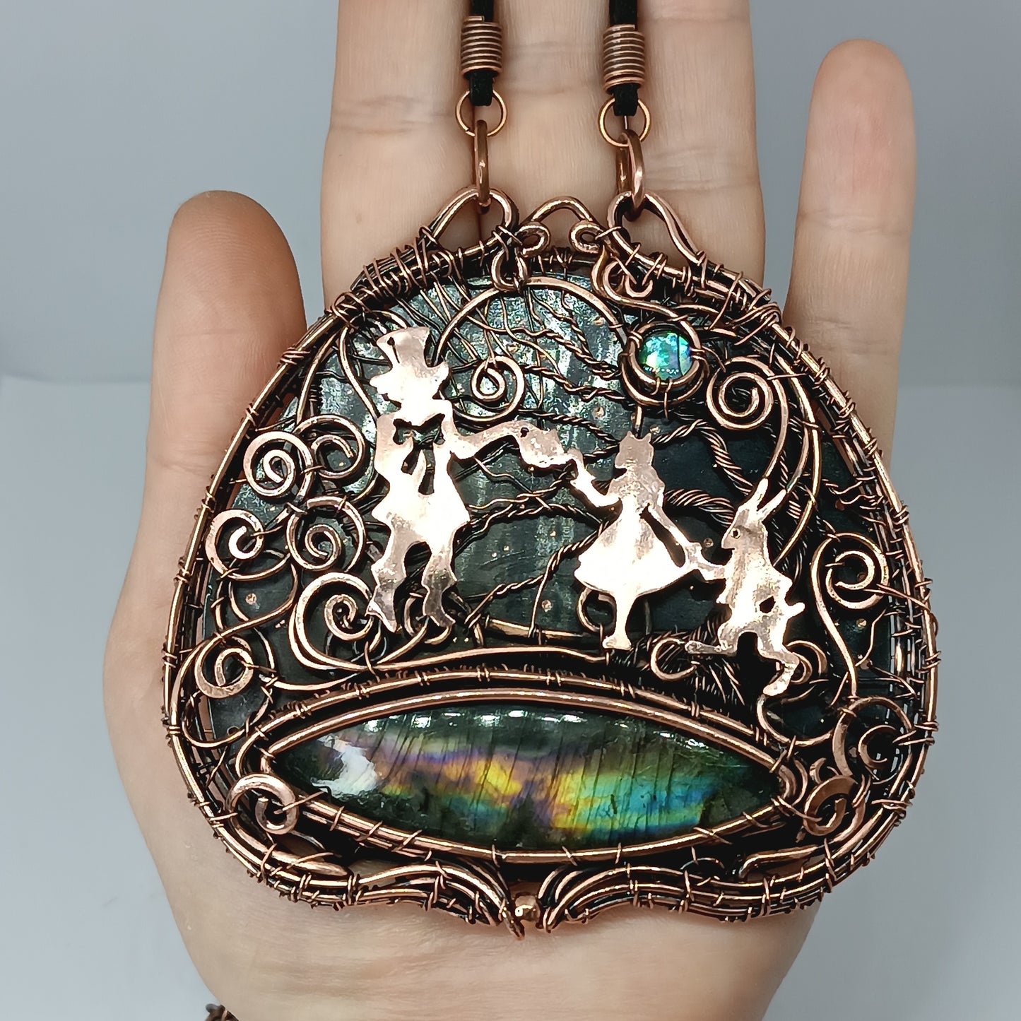 Wire wrapped statement necklace