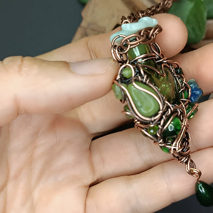 Green heart vial necklace