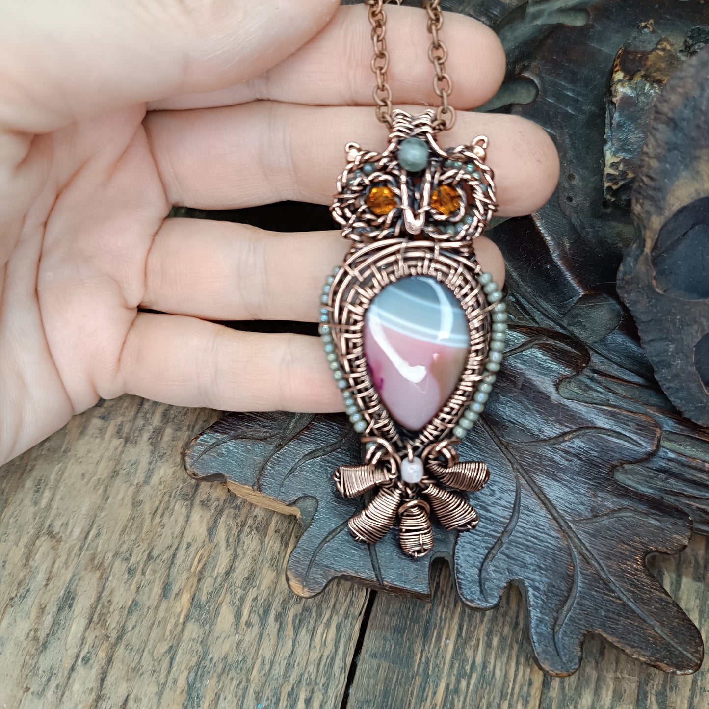 Owl necklace.