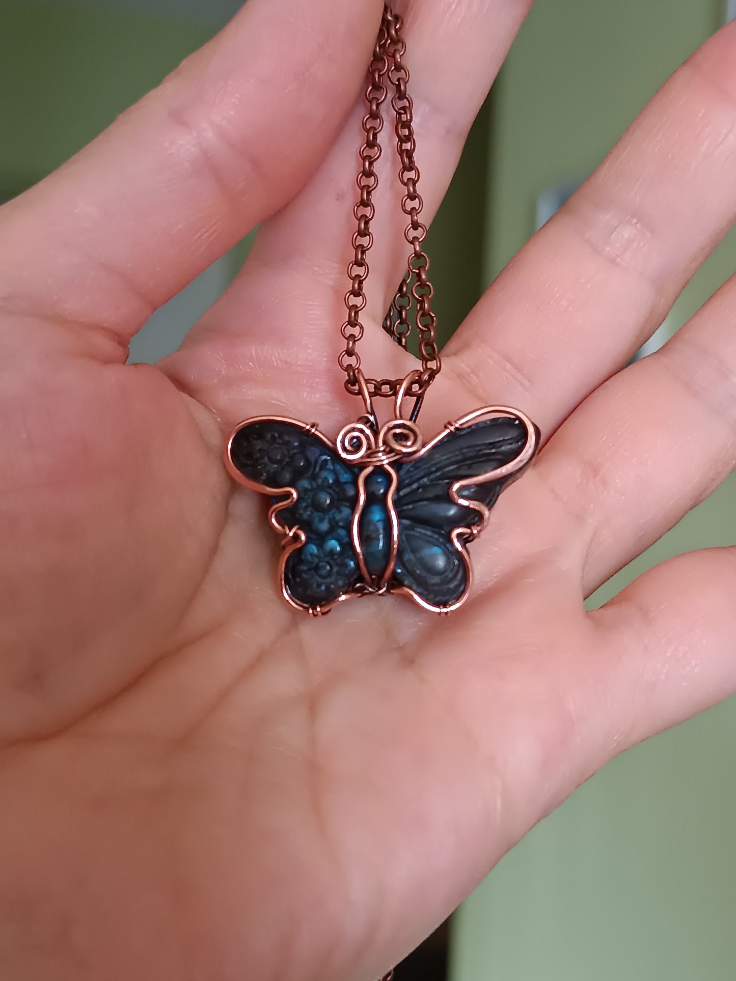 Labradorite butterfly pendant.