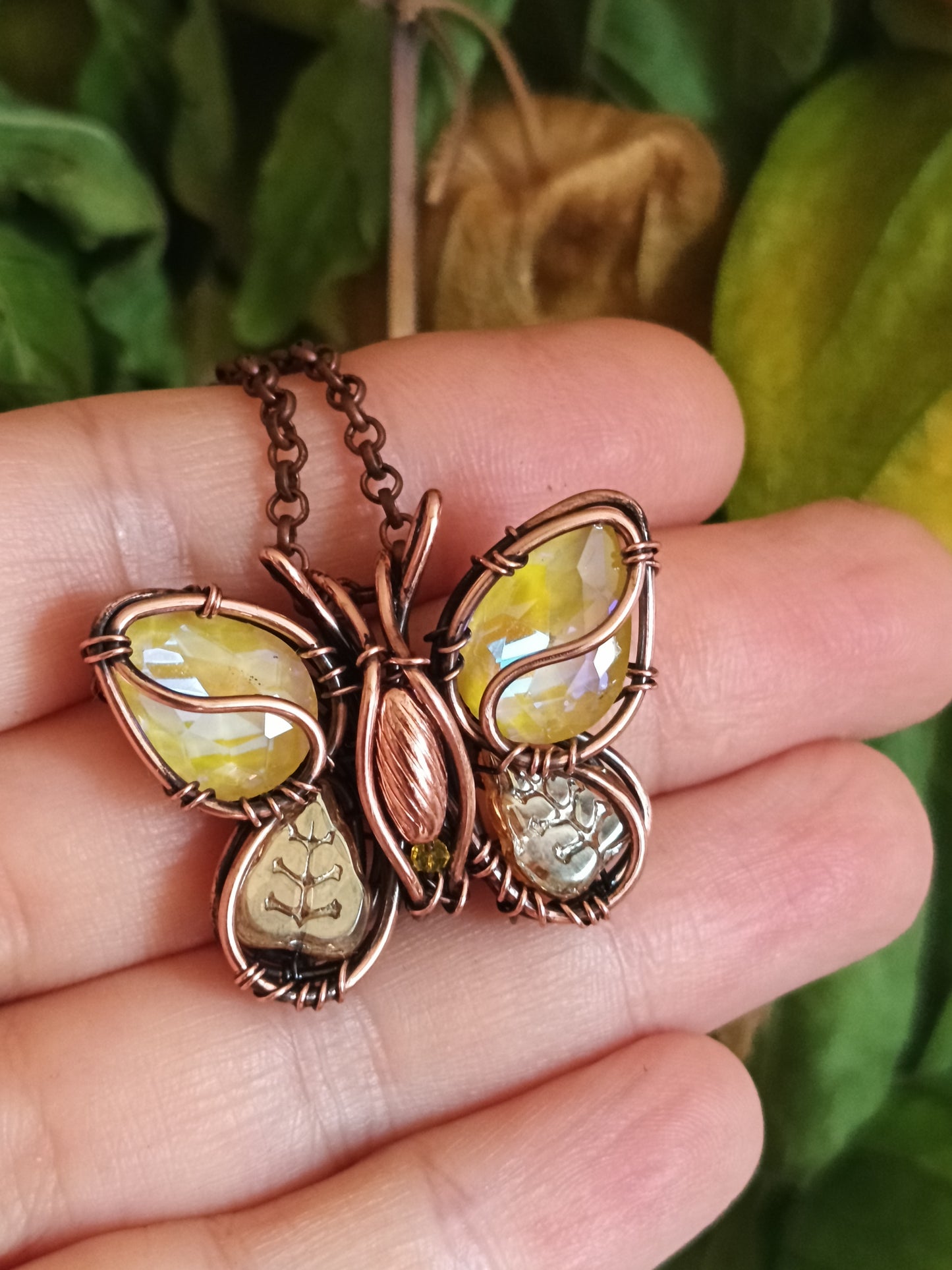 Yellow sparkling butterfly charm