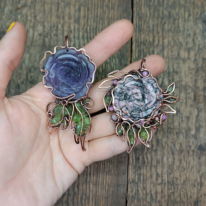 Two rose pendants. Made to order.