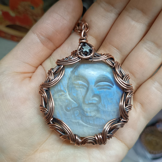 Sun and moon necklace