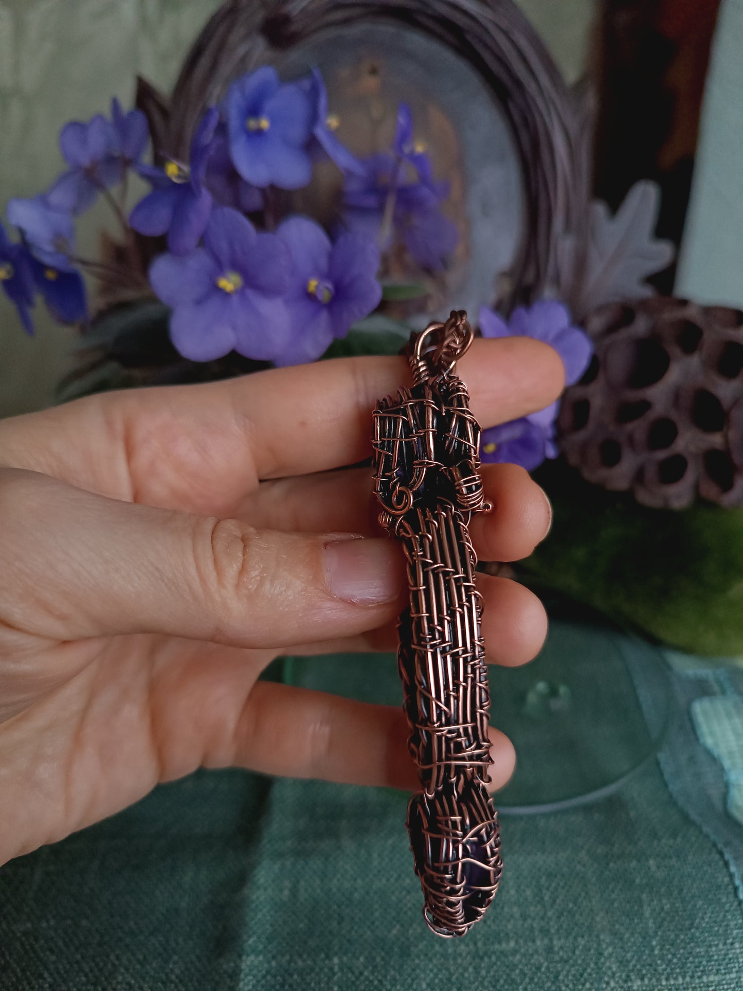 Magical reversible wire wrapped copper tree of life necklace.