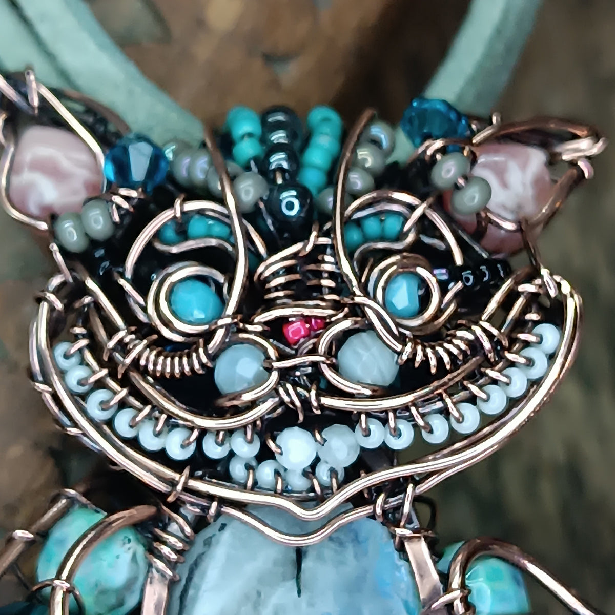 Blue cat at the tea party necklace🩵🐱☕