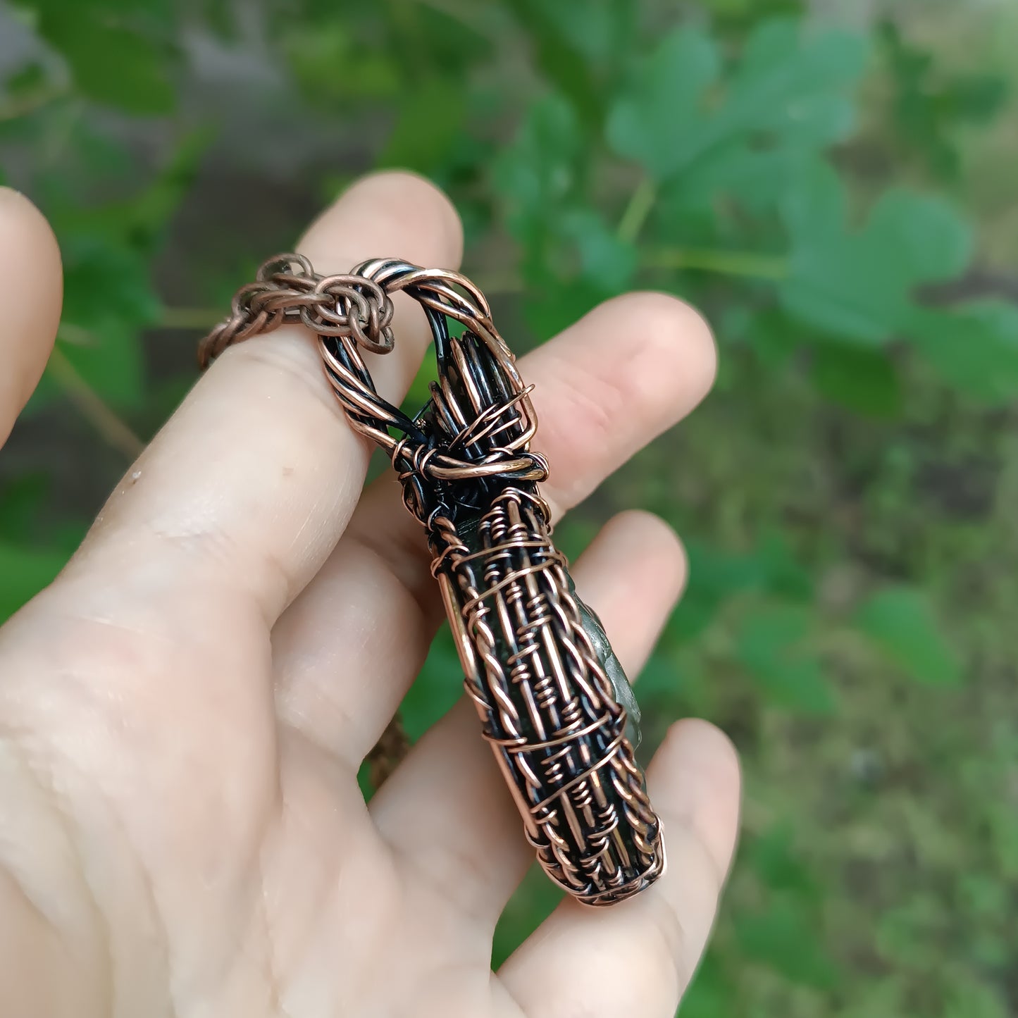 Carved leo labradorite necklace.