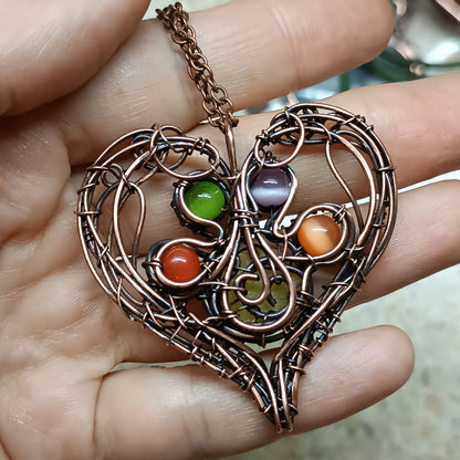 Rainbow paw heart necklace