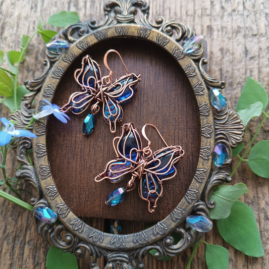 Iridescent butterfly earrings