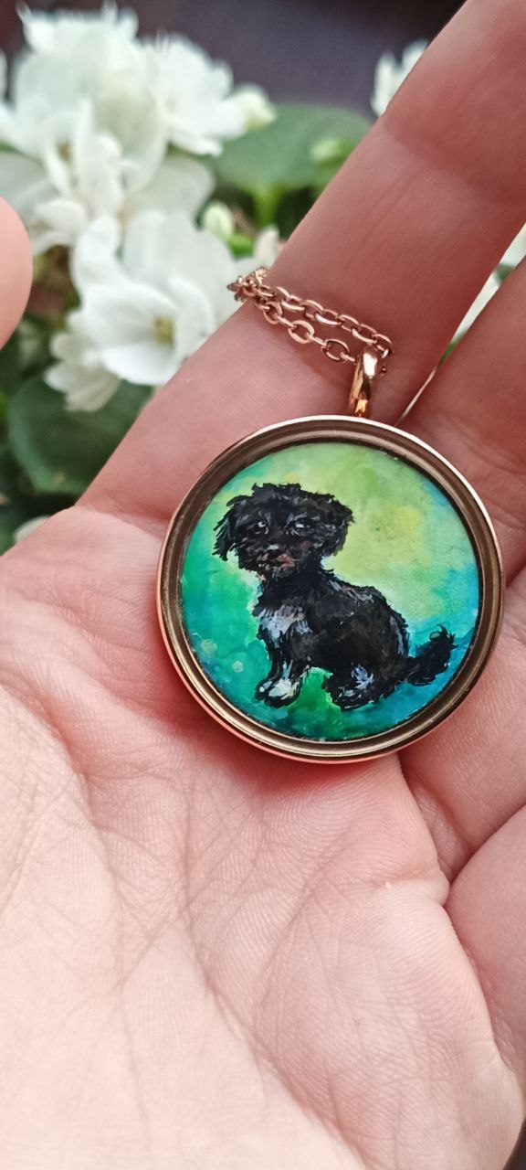 Custom miniature painted necklace.