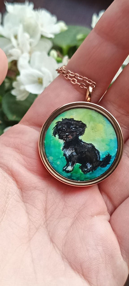 Custom miniature painted necklace.