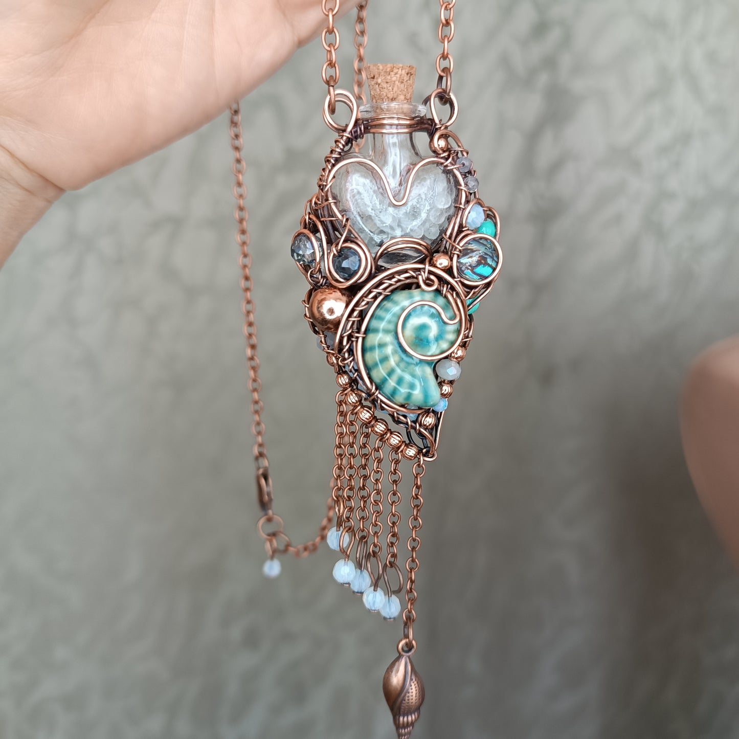 Seashell symphony. vial necklace