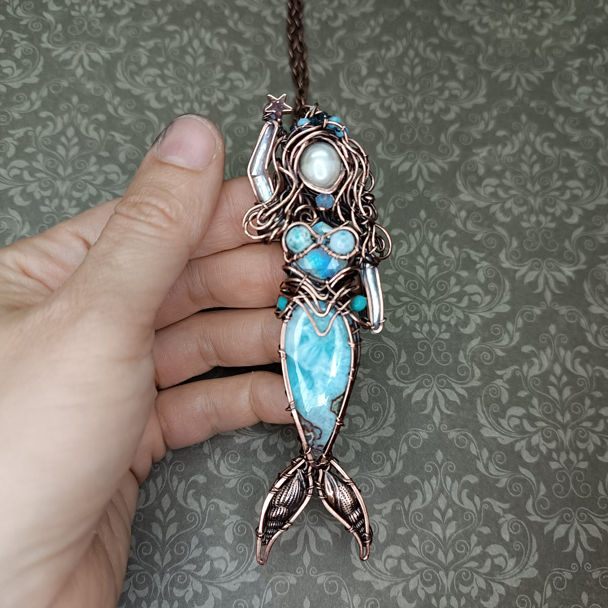 Larimar Lagoon. Mermaid necklace