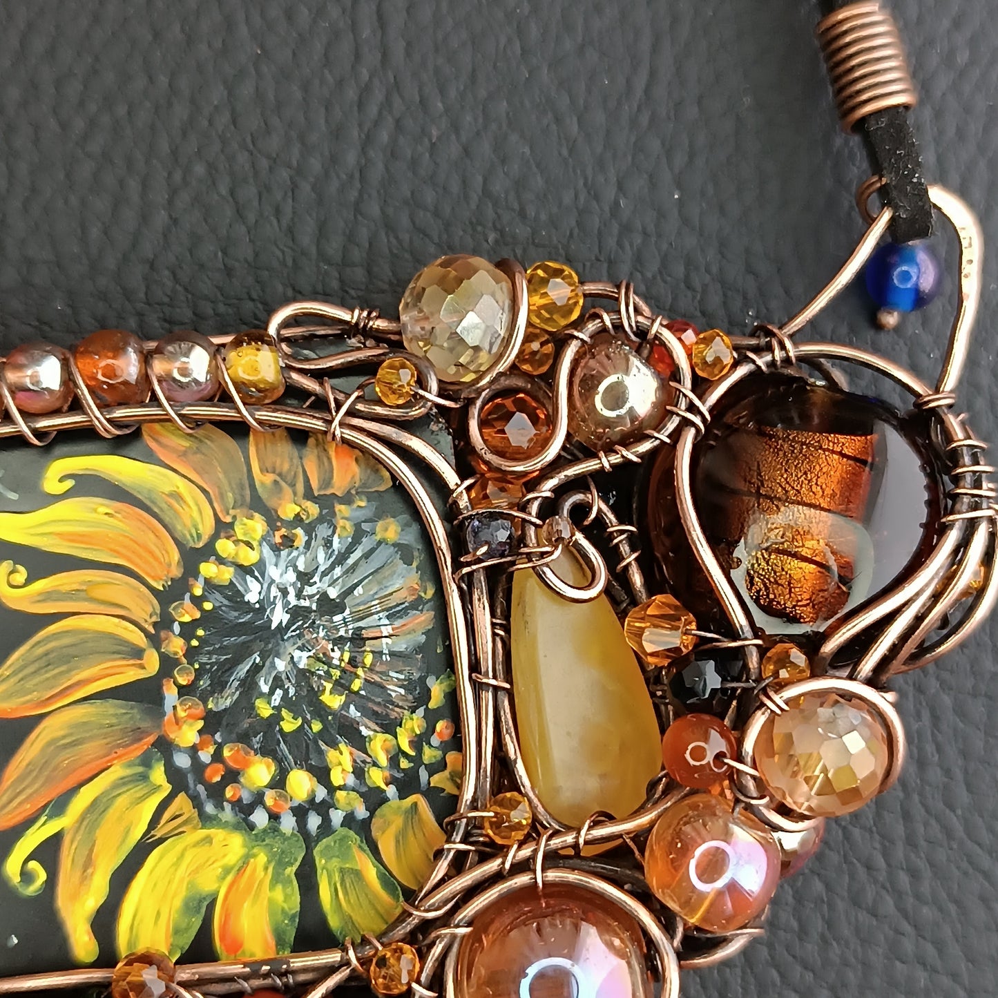 Starry night sunflower honey necklace. ✨🌀🐝🌻