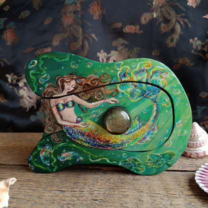 Collecting rainbow bubbles. Hand painted treasures box.