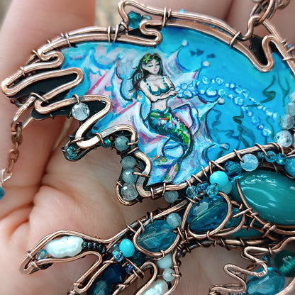 Water dragon. Wearable art necklace