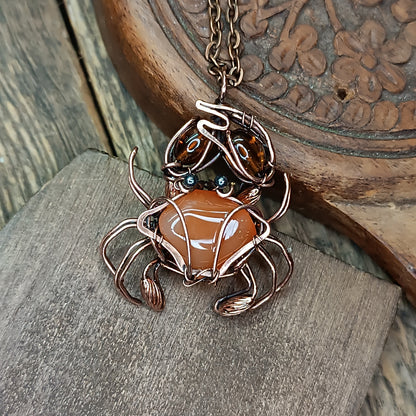 Carnelian crab pendant 🦀