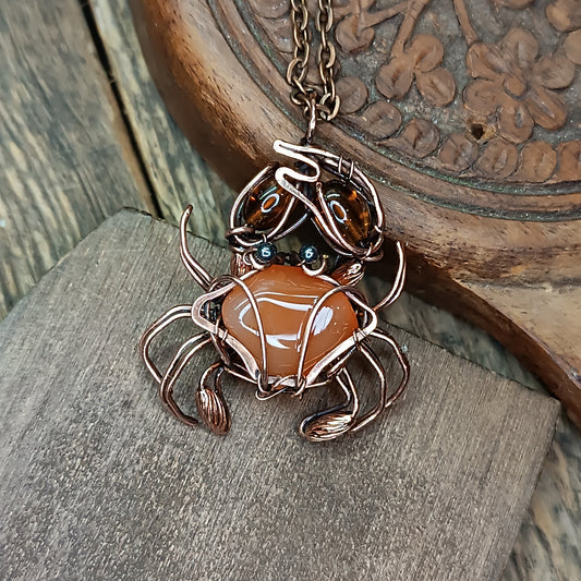 Carnelian crab pendant 🦀
