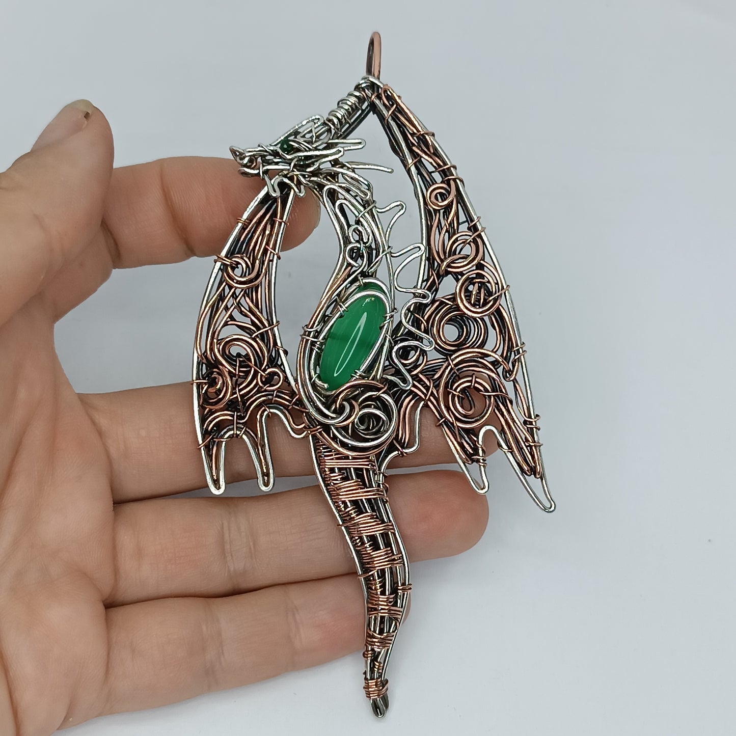 Silver and copper dragon necklace