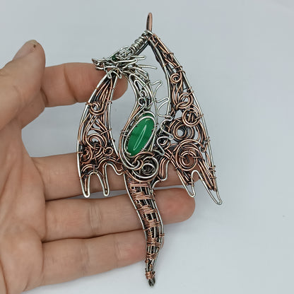 Silver and copper dragon necklace