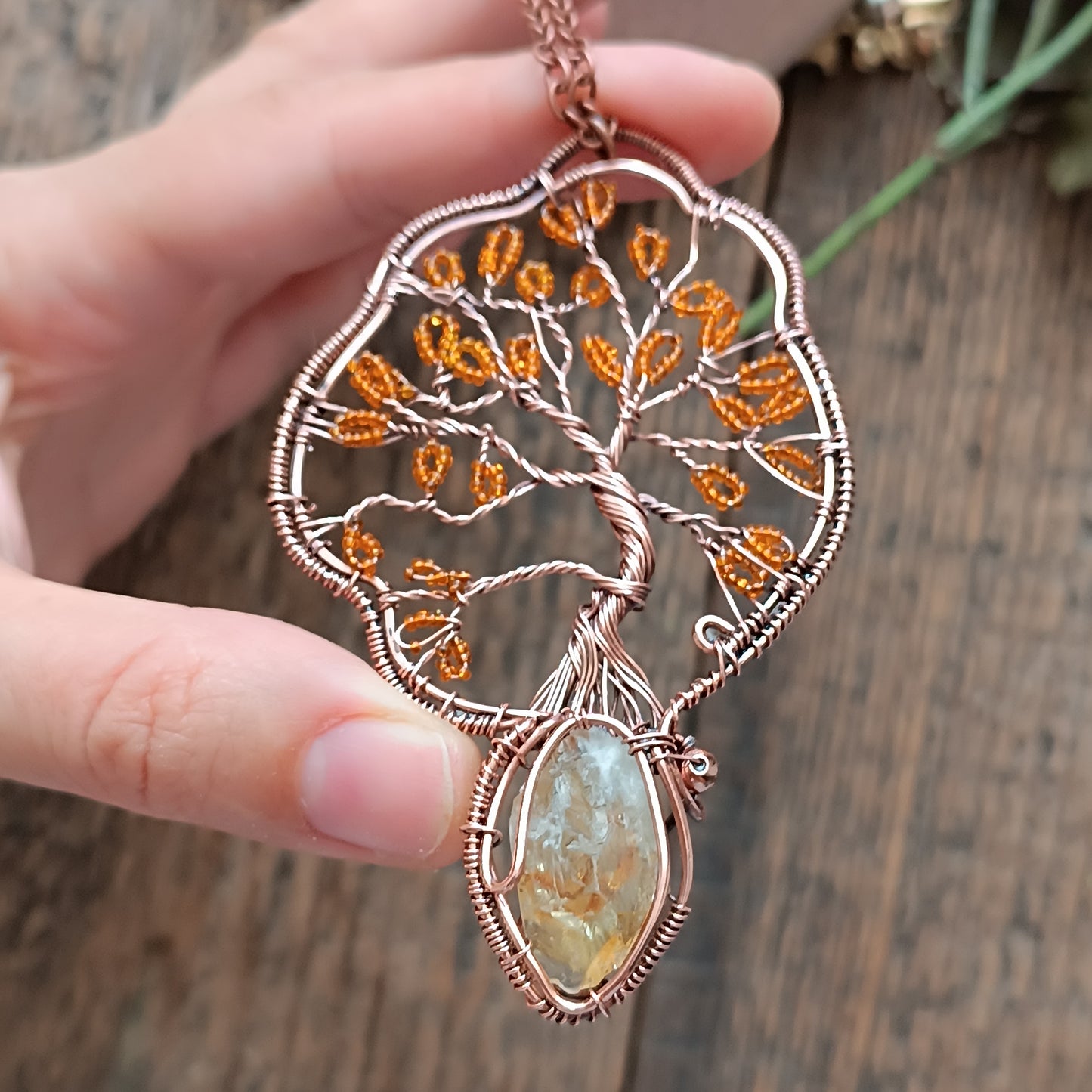 Citrine tree of life necklace