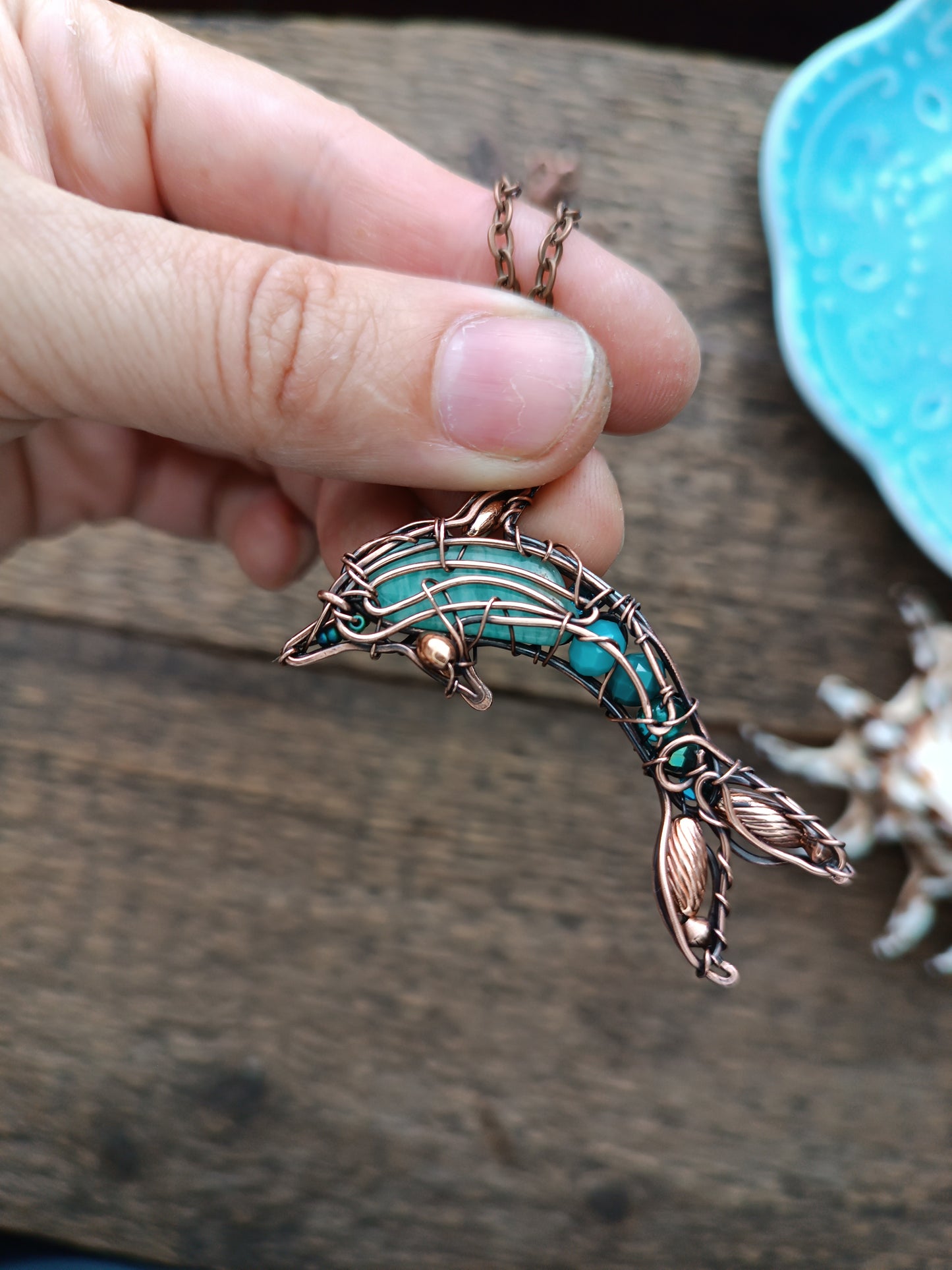 Amazonite dolphin 🐬 pendant