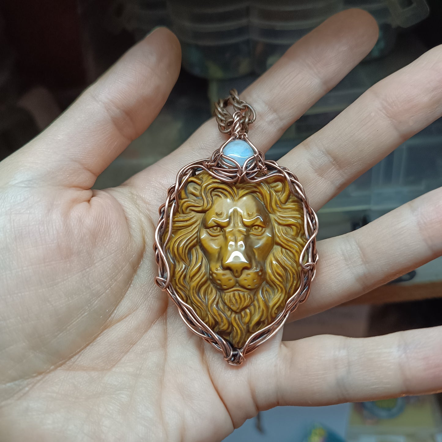 For Megan. Lion head necklace.