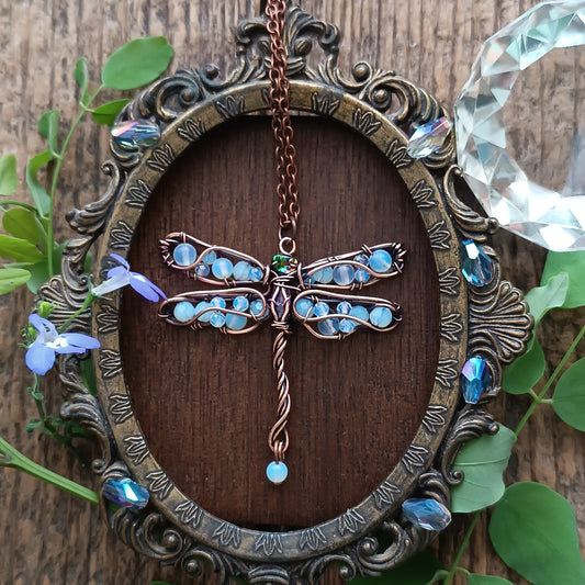 Morning dew dragonfly pendant