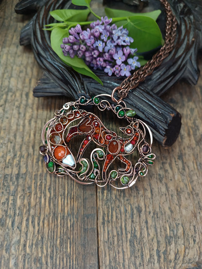 A day in the forest. Fairy tale fox necklace.