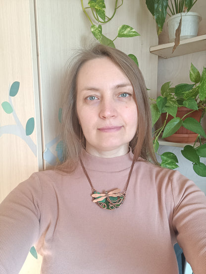 For Cheryl. Green dragonfly necklace.