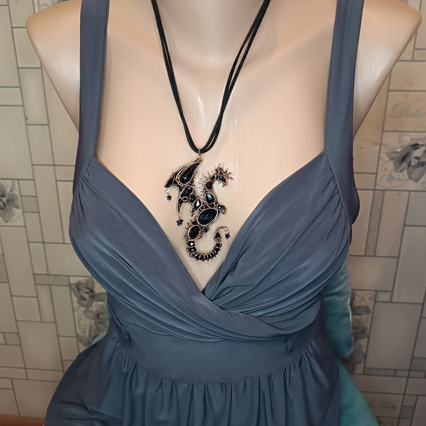Midnight guardian. Dragon necklace.