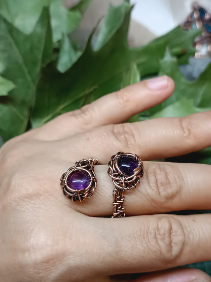 Two amethysts adjustable ring