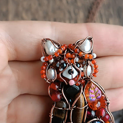 For Hanne. Red panda pendant