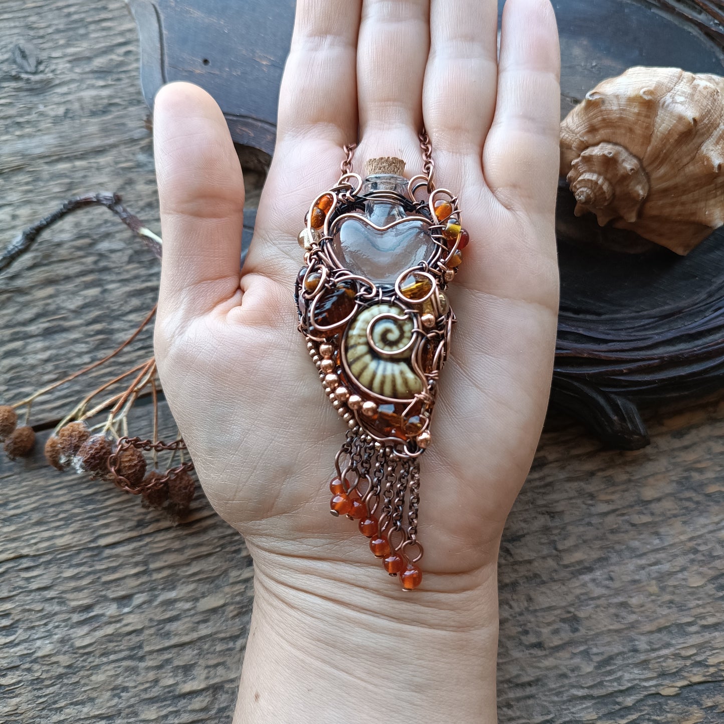 Beaded autumn necklace